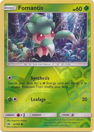 Sun & Moon Fomantis #14/149 reverse holo