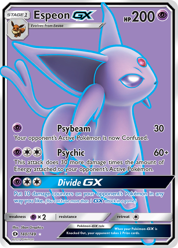 Espeon GX Full Art uit Pokémon Sun & Moon Base Set