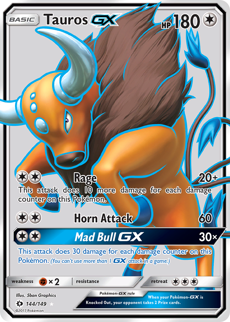 Sun & Moon Full Art Tauros GX #144/149