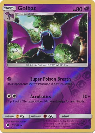 Sun & Moon Golbat #55/149 reverse holo