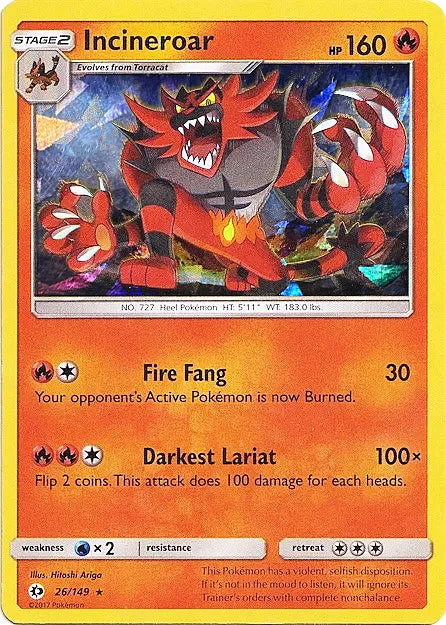Sun & Moon Incineroar #26/149 Cracked Ice Holo