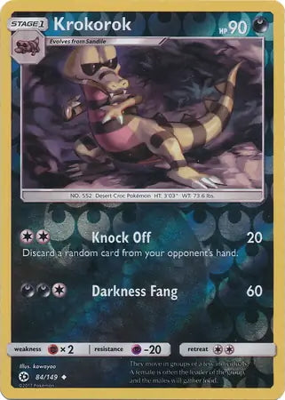 Sun & Moon Krokorok #84/149 reverse holo