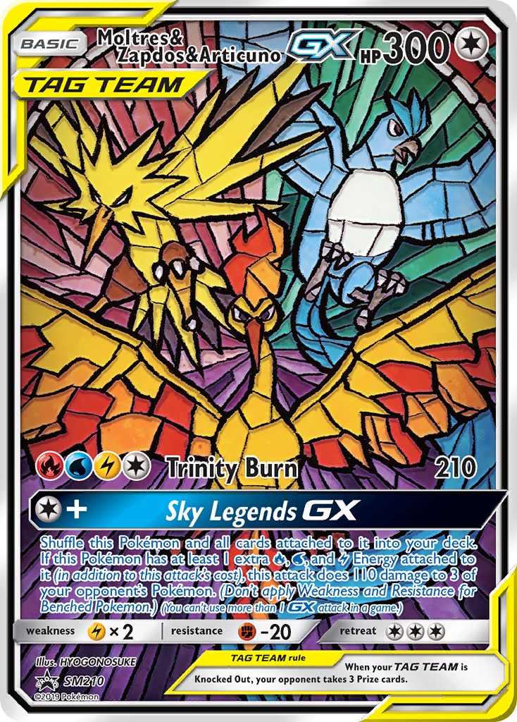 Sun & Moon Promo Moltres & Zapdos & Articuno GX #210
