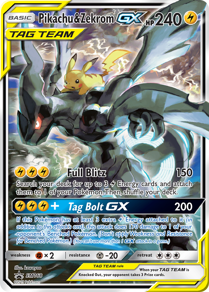 Sun & Moon Promo Pikachu & Zekrom GX #168