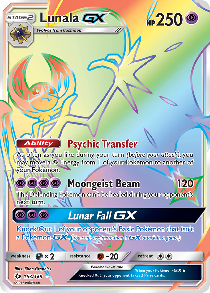 Lunala GX Rainbow Rare