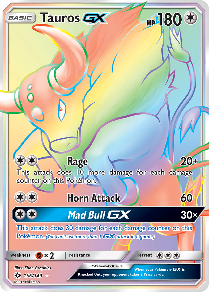 Sun & Moon Secret Rare Tauros GX #156/149
