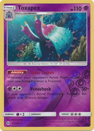 Sun & Moon Toxapex #63/149 reverse holo