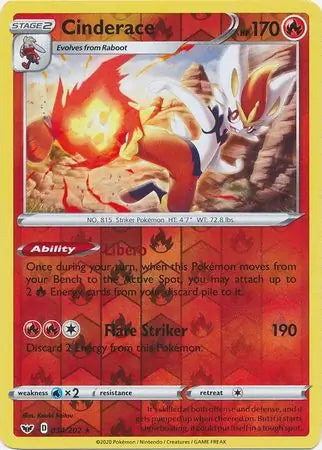 Sword & Shield Cinderace #34/202 reverse holo