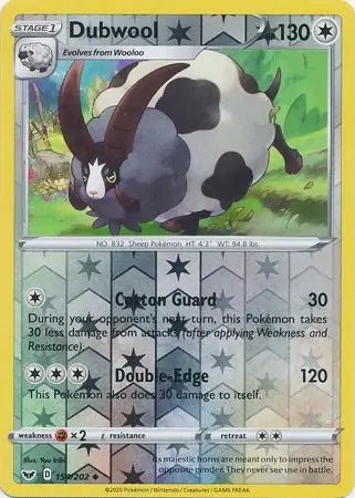 Sword & Shield Dubwool #154/202 reverse holo