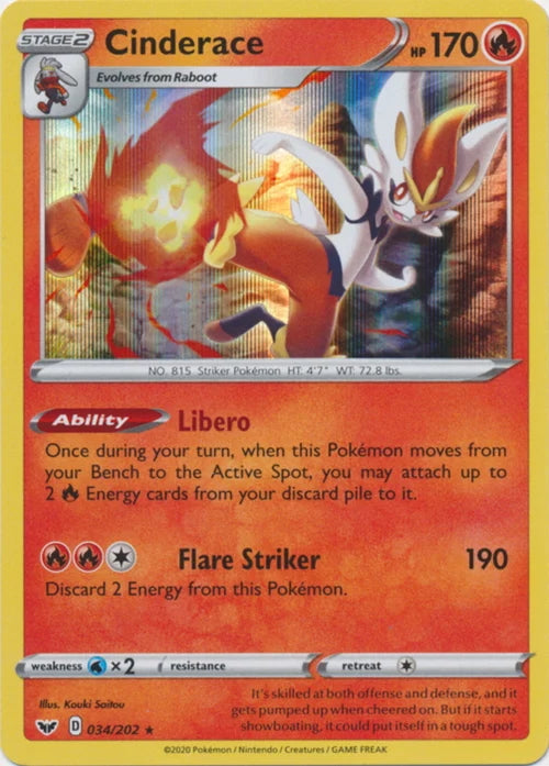 Sword & Shield Holo Cinderace #34/202