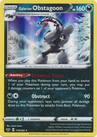 Sword & Shield Holo Galarian Obstagoon #119/202