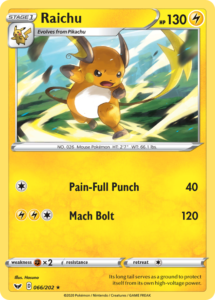 Sword & Shield Raichu #66/202