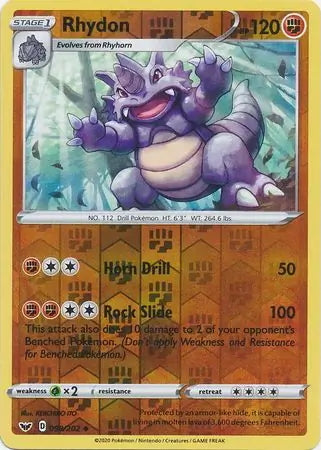 Sword & Shield Rhydon #98/202 reverse holo