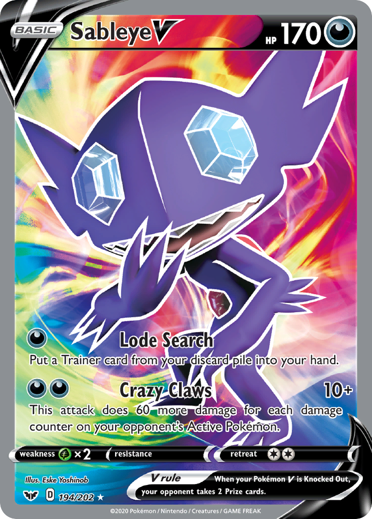 Sword & Shield Sableye V #194/202