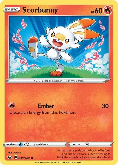 Scorbunny 30/202 Galaxy Holo uit Sword & Shield Base Set