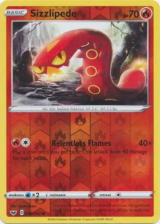 Sword & Shield Sizzlipede #38/202 reverse holo
