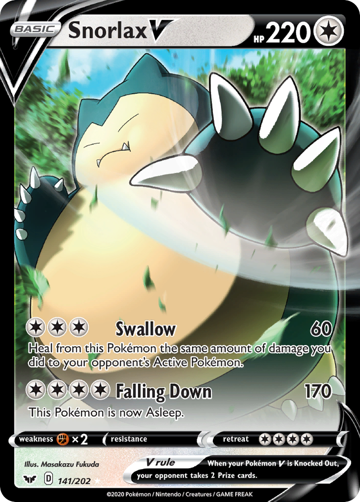 Sword & Shield Snorlax V #141/202