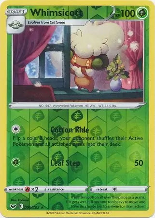 Sword & Shield Whimsicott #6/202 reverse holo