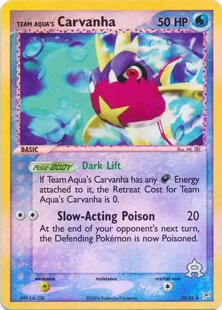 Team Magma v Aqua Team Aqua's Carvanha #25/95 reverse holo