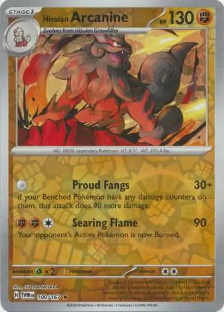 Twilight Masquerade Hisuian Arcanine #100/167 reverse holo