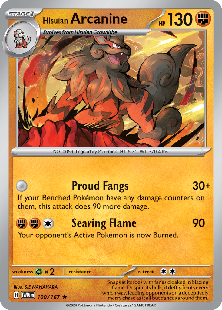 Twilight Masquerade Holo Hisuian Arcanine #100/167