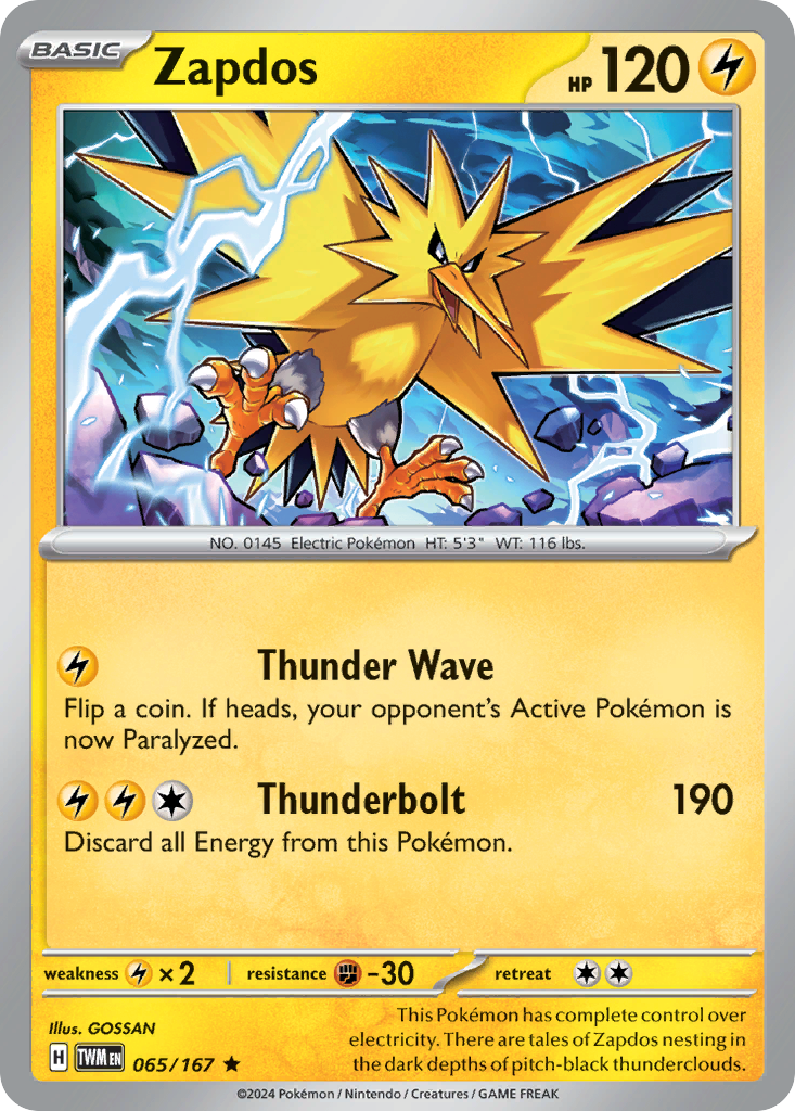 Twilight Masquerade Holo Zapdos #65/167