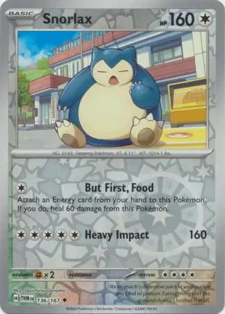 Twilight Masquerade Snorlax #136/167 reverse holo