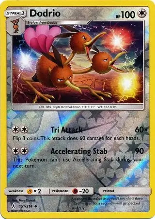 Unbroken Bonds Dodrio #151/214 reverse holo