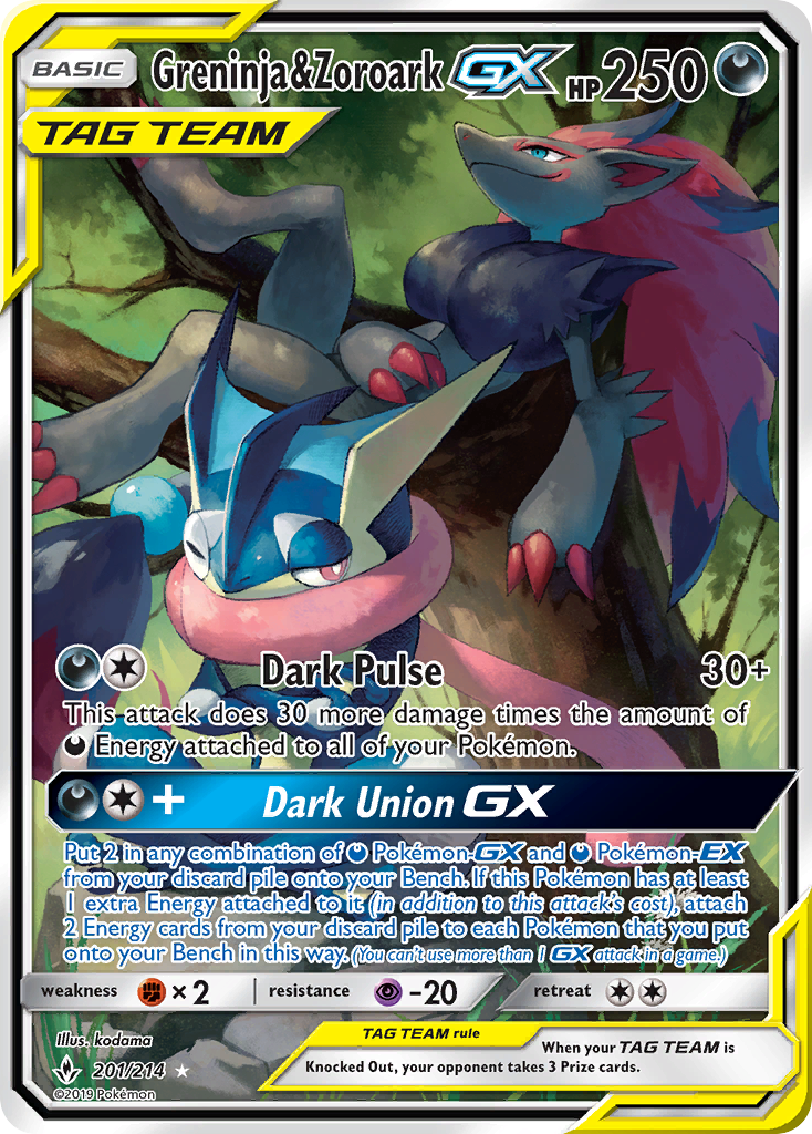 Unbroken Bonds Greninja & Zoroark GX #201/214
