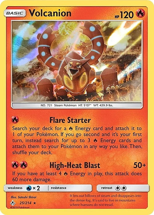 Unbroken Bonds Holo Volcanion #25/214