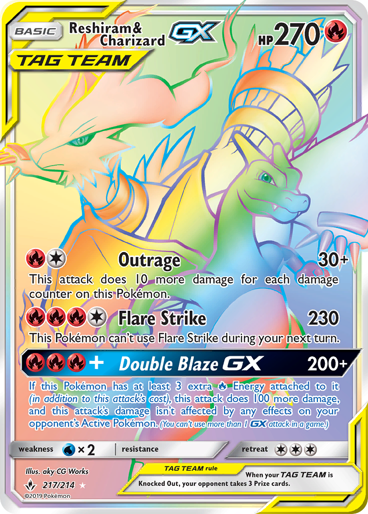 Reshiram & Charizard GX Rainbow Rare