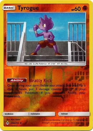 Unbroken Bonds Tyrogue #100/214 reverse holo