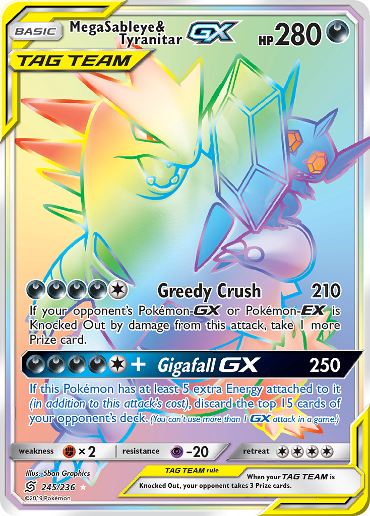 Mega Sableye & Tyranitar GX Rainbow Rare