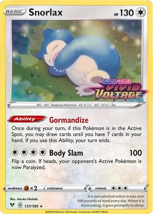 Vivid Voltage Snorlax #131 Stamped Promo