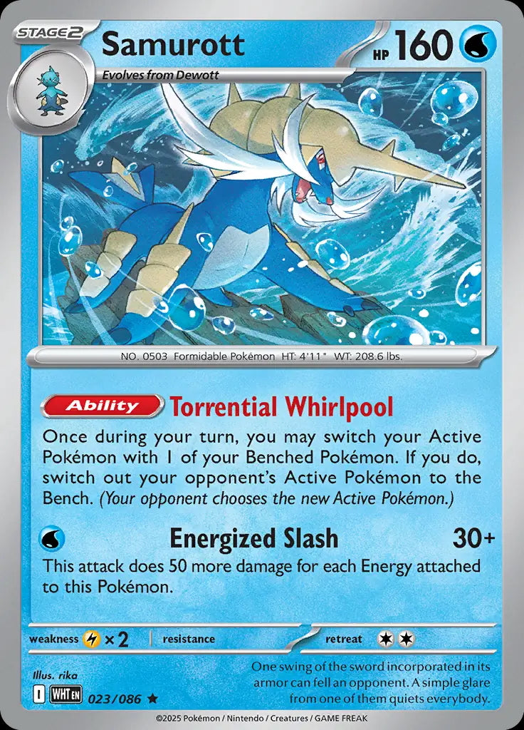 White Flare Holo Samurott #23/86