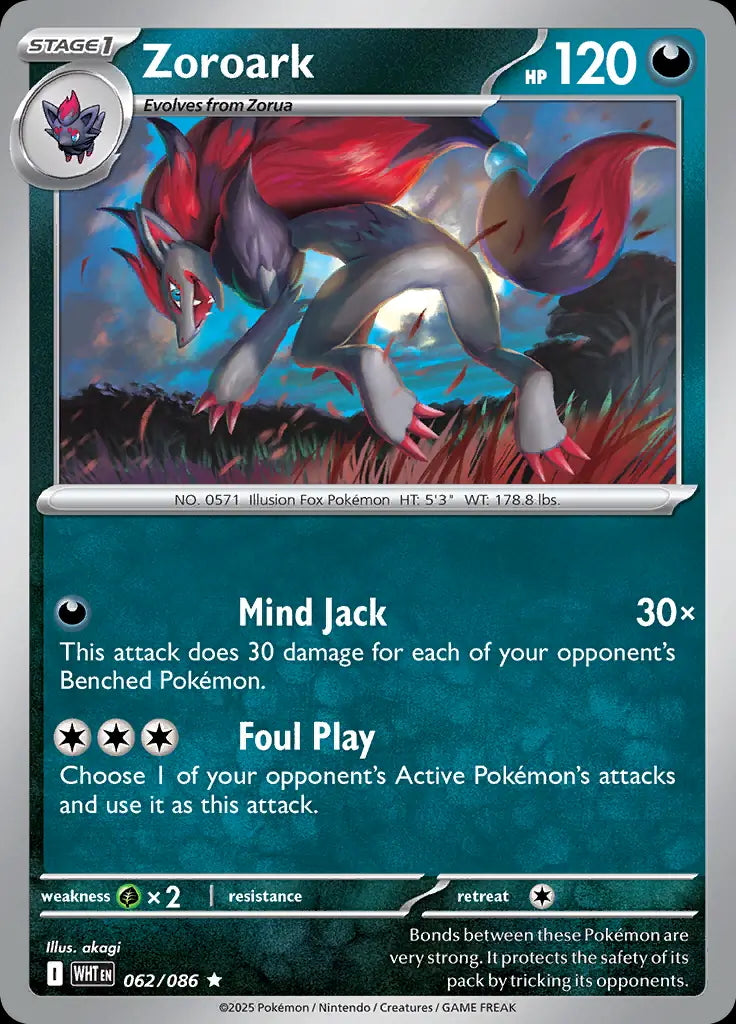 White Flare Holo Zoroark #62/86