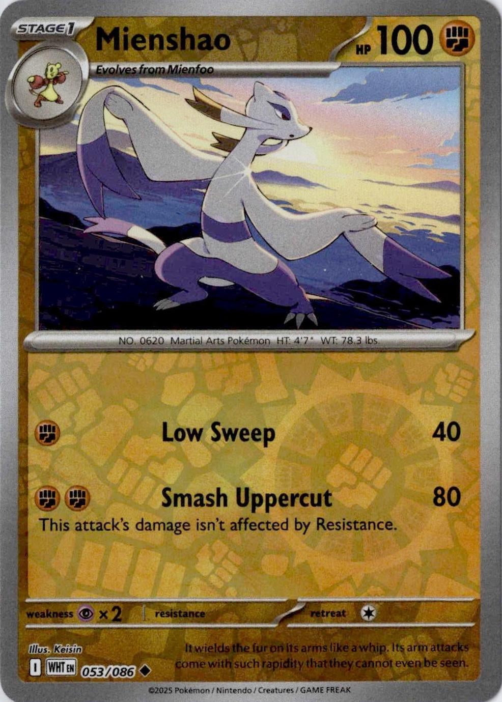 White Flare Mienshao #53/86 Reverse Holo
