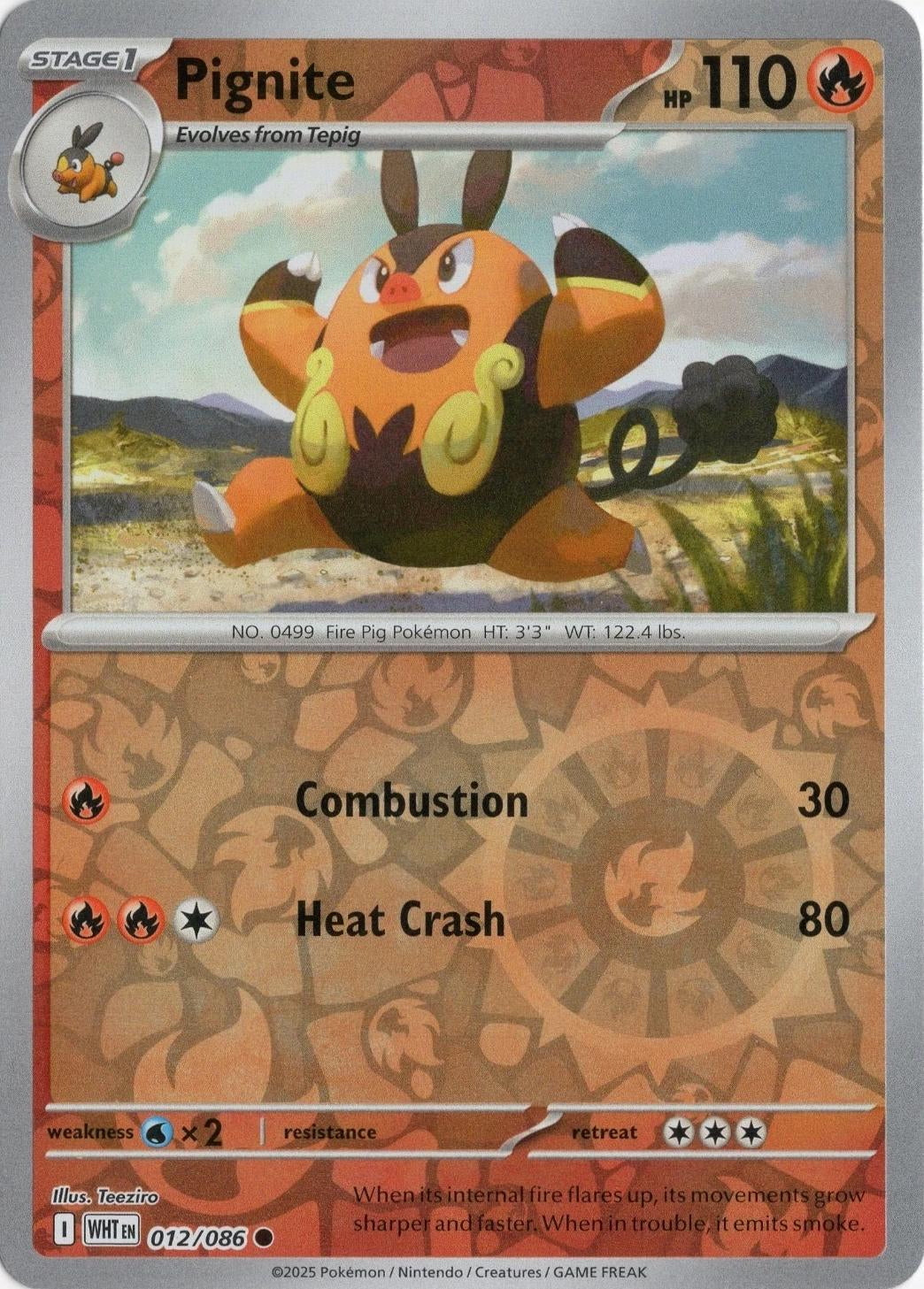 White Flare Pignite #12/86 Reverse Holo