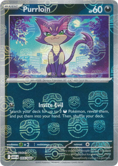 White Flare Purrloin #55/86 Masterball Holo