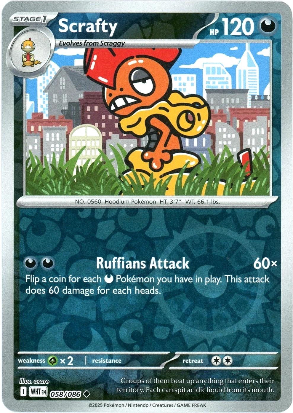 White Flare Scrafty #58/86 Reverse Holo