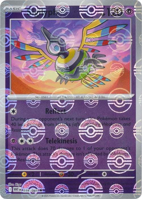 White Flare Sigilyph #38/86 Pokeball Holo