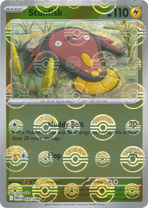 White Flare Stunfisk #35/86 Pokeball Holo