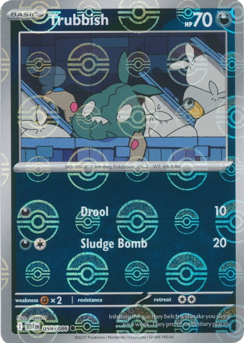White Flare Trubbish #59/86 Pokeball Holo