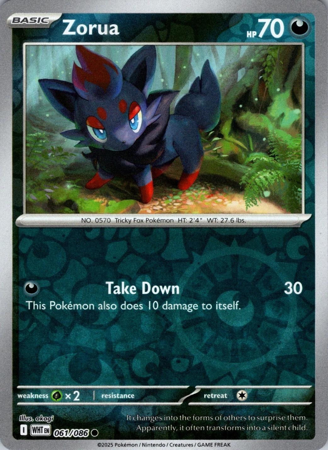 White Flare Zorua #61/86 Reverse Holo