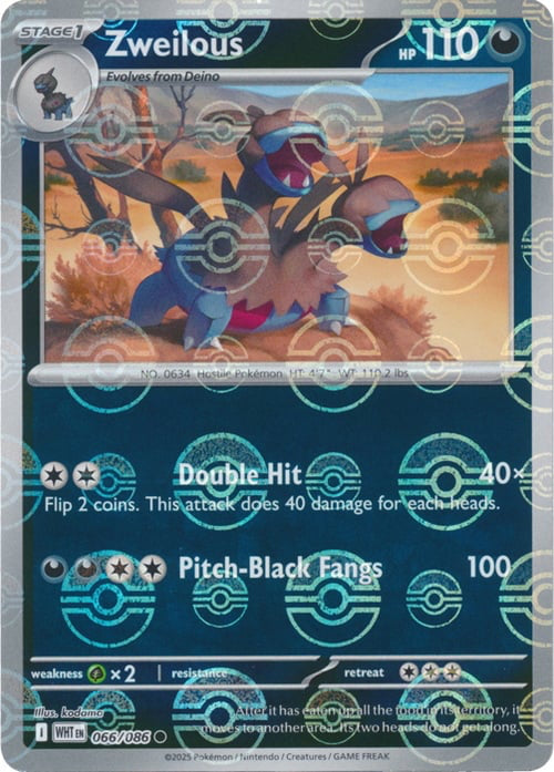 White Flare Zweilous #66/86 Pokeball Holo